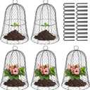 Coloch 5 Pack Garden Chicken Wire Cloche, 16x 13 Inches Black Dome Plant Protector Cover Strong Metal Garden Cloches Protecting Plants and Seedling from Animals