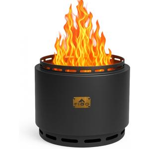 18" Smokeless Fire Pit with Removable Ash Pan, Fire Poker & Carry Bag - Portable Outdoor Fire Pit - Cast Iron - Wood Burning Lightweight Fireplace, Ideal for 4-6 People, 25 lbs (Black)