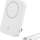 Belkin Portable Charger, Power Bank 10000 mAh w/ Qi2, iPhone Charger - MagSafe Charger w/Built-in Pop-up Kickstand for iPhone 17, Air, Pro, Pro Max, AirPods, Apple Watch, Google Pixel 10, etc - White