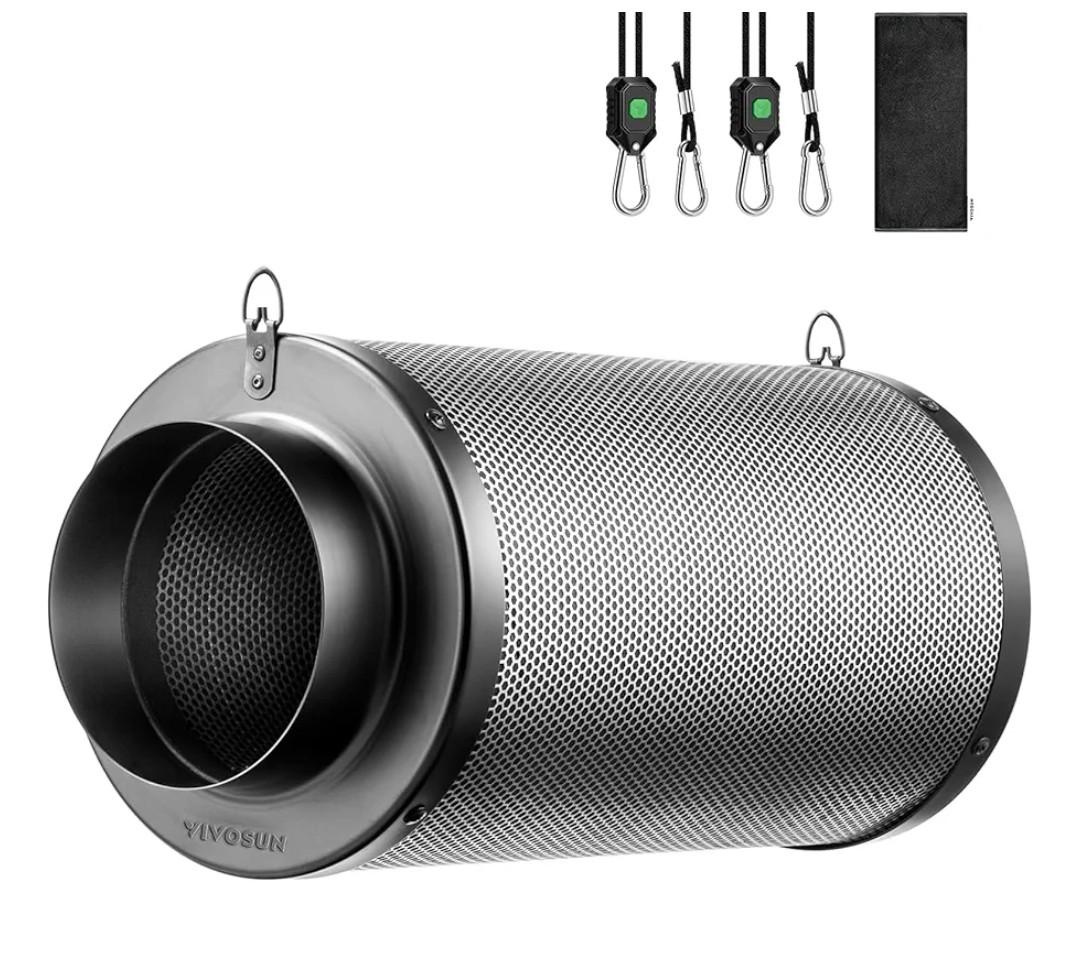 VIVOSUN 4 Inch Air Carbon Filter Smelliness Control with Australia Virgin Charcoal for Inline Fan, Grow Tent Smelliness Scrubber, PreFilter Included, Reversible Flange 4" x 12", Black