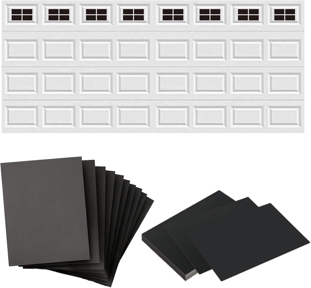 32Pack 2 Car Garage Kits Magnetic Panels Sheets Fake Faux Magnetic Windows Hardware Decorative Decor for Metal Door(Size 6" x 4") All Season Weather Resistantce