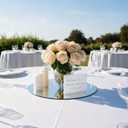12" Round Mirror Centerpieces for Tables, 11Pcs Glass Mirror Trays for Wedding, Party, Christmas Decorations, Mirror Candle Plates with Polished Edges & Non-Slip Feet