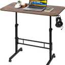 Standing Desk Adjustable Height, Rolling Walking Pad Desk, Small Mobile Table with Wheels, Portable Stand Up Table for Standing or Sitting, Size 31.5x15.7 Inch Rustic