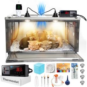 Puppy Incubator with Heating and Fan, Thermostat Controlled to Maintain Comfortable Warmth, Fan Provides Good Ventilation,Incubator for Puppies and Kitten