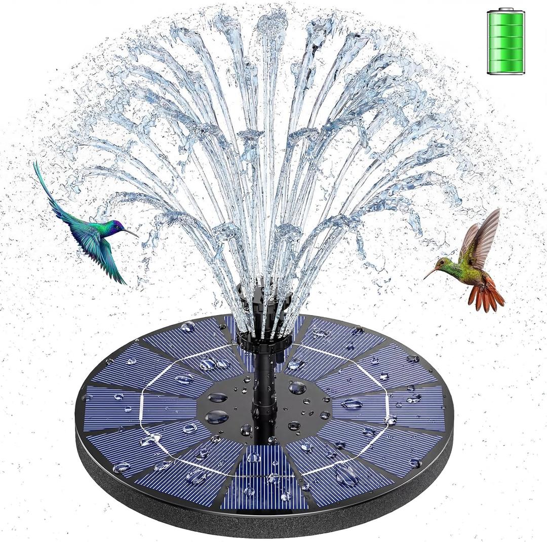 AISITIN 3.5W Solar Fountain Pump Built-in 1500mAh Battery, Bird Bath Fountain with 6 Nozzles, Solar Floating Water Pump for Bird Bath, Fish Tank, Pond, Pool, Garden and Outdoor