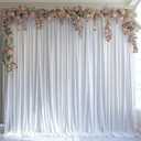20x10ft Wrinkle Free White Backdrop Curtain for Parties Soft Fabric Drapes Wedding White Curtain Backdrop for Birthday Party Decorations Background for Photography 5x10ft, 4 Panels