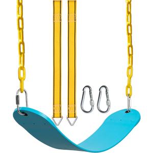 PACEARTH Swing Seat Support 660lb with 68.9 inch Anti-Rust Chains Plastic Coated 23.6 inch Tree Hanging Straps and Locking Buckles Outdoor Playground Tree Swing-Sky-Blue