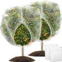 wohohoho 2Pcs 8 x 8ft Large Fruits Tree Netting, Insect Bird Barrier Tree Net with Drawstring and Zipper, Plant Cover Fruit Tree Protection to Prevent Tomato Blueberry Vegetable from Squirrels Birds
