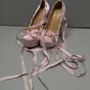 Platform Heels Chunky Bow Ribbon Pumps (Pink) 