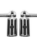 HY-SPEED Motorcycle Highway Pegs Crash Bar with 1.25" Engine Guard Adjustable Foot Peg Compatible with Touring Street Glide Electra Glide Road King Softail Long Angled Chrome