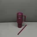 40oz Tumbler With Handle, 2-IN-1 Leak Proof Lid (Straw/Flip), Insulated Water Bottle, Stainless Steel Tumbler with Non-Slip Silicone, Wide Mouth Travel Mug Cupholder Friendly Dishwasher Safe, Dark Red