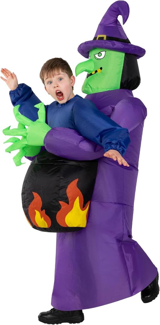 Morph Kids Witch Costume, Inflatable Witch Costume, Scary Halloween Costumes for Boys and Girls, Blow Up Costumes for Kids