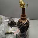 Lamps for Night Stands Set of 2-23.5" Vintage Bedside Lamp with USB A+C and Nightlight - Brown Retro Carved Resin Farmhouse Desk Lamp for Bedrooms, End Tables, Living Room, Bulbs Included