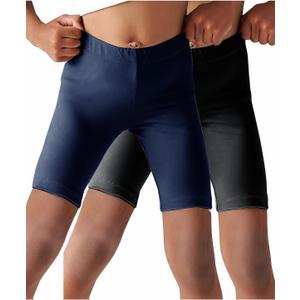 CharmWM Girls Bike Shorts Kids High Waisted Under Dress Dance Short Leggings 2 Pack,  5-6 Years, Black & Navy