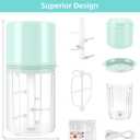 Electric Mini Food Chopper, Clear Container with Blue Lid, Compact Size (Green)