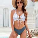 Blooming Jelly Womens Bikini Sets Two Piece Swimsuit 2026 Curvy Cutout String Bathing Suit (Blue, L)