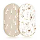 Stretchy Ultra Soft Fitted Bassinet Sheets 2 Pack, Universal Fitted for Baby Cradle Moses Basket Oval Rectangle Mattress Safe and Snug, Stylish Bassinet Sheet for Baby Boy and Girl (Happy Party)