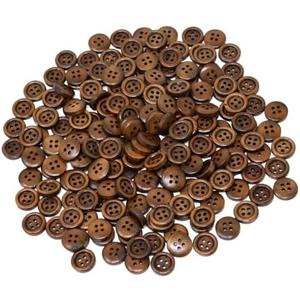 Honbay 50PCS 12.5mm 1/2 Inch Antique Brown Round Wooden Buttons 4 Holes Sewing Decorative Buttons for Skirts Gloves Sweaters Shirts Hats Scarves Headbands Scrapbooking and Crafts