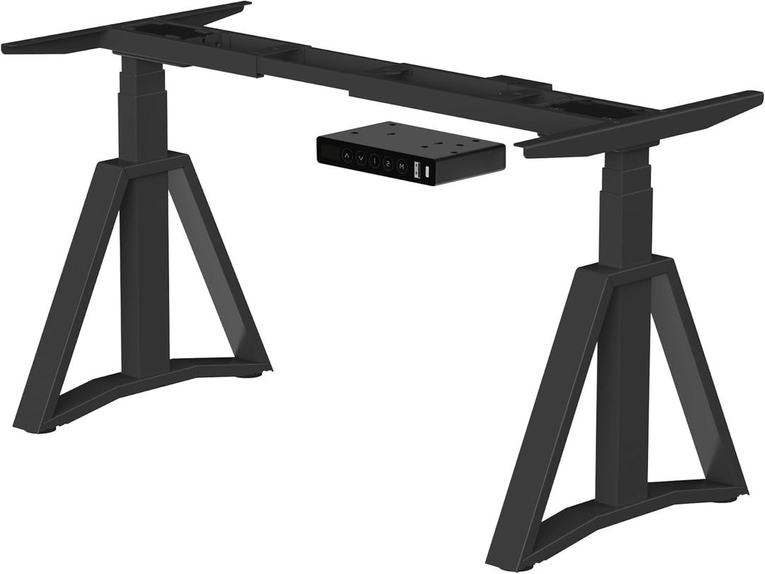 Fromann Standing Desk Frame Dual Motors 3 Stages Electric Height Adjustable Sitting Stand Up Desk Base Legs Only (Black)