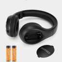 Portable Personal FM Radio Headphones with Best Reception, Wireless Headset FM Radio Ear Muffs for Walking, Jogging Powered by 2 AA Batteries(Not Included) -Black