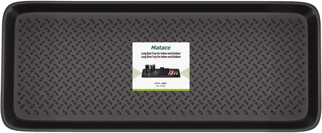 Matace 1 Pack Rubber Large Boot Tray for Entryway,Long Shoe Tray,Slim Boot Mat for Indoor and Outdoor Use, 16x40 in (Pack of 1)
