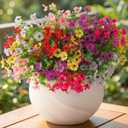 Artificial Flowers Faux Plants Outdoor Fake Flowers Spring Decor,12 Bundles Realistic Plastic Plant Colorful UV Resistant for Patio Home Yard GardenPlanters（white, pink, red, yellow, purple, Hot Pink）