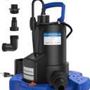 Automatic Pool Cover Pump - 1 HP 3500 GPH Sump Pump Above Ground with Check Valve, 3 Adapters and 29.5FT Extra Long Power Cord, Pump Water Removal for Swimming Pool, Basements, Rooftops (Blue)