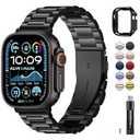 Fullmosa Metal Band Compatible with Apple Watch Bands Ultra3 2 1 49mm, Stainless Steel Strap iWatch Band with Case for Apple Watch, Black