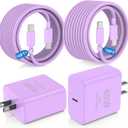 45W USB C Fast Charger for iPhone 17/ Air/16/15 Pro Max,2Pack 10FT Type C Charger Block & Cable, PD 3.0 Super Fast Charging for iPad Pro MacBook Air/Pro M1/M2, AirPods-Purple