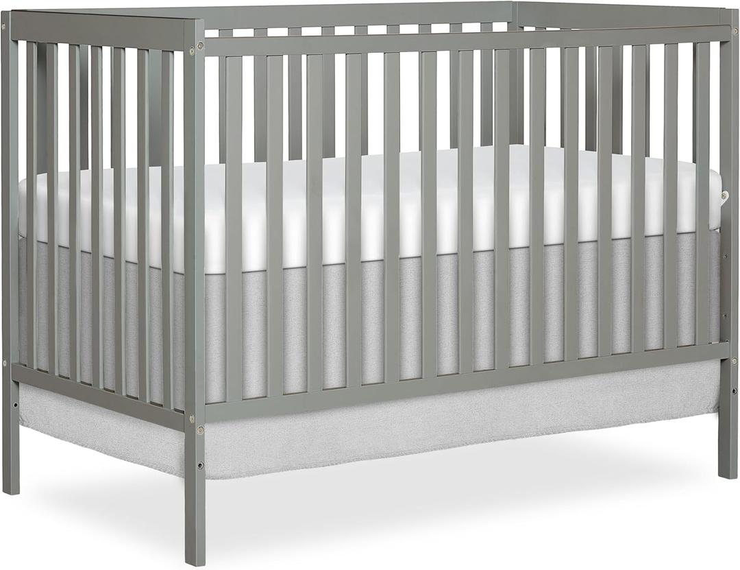 Dream On Me Synergy 5-In-1 Convertible Crib In Cool Grey, Greenguard Gold & JPMA Certified Baby Crib, Converts from Crib, Toddler Bed, Day Bed and Full size bed, Features 3 mattress height settings