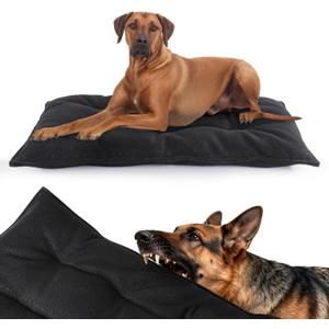 MABOZOO Chew Proof Indestructible Dog Beds for Aggressive Chewers,Durable Dog Crate Pad,Washable Tough Pet Mats for Kennel,Black,XL 28x41 in