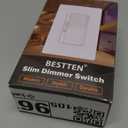 BESTTEN 0-10V Dimmer Light Switch, Super Slim Low Voltage Dimmer Switch for Dimmable LED Lights, Single-Pole or 3-Way, Screwless Wallplate Included, ETL Listed, White