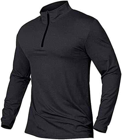 Men's Quick-Dry Active Sports Shirts Quarter Zip Long Sleeve Running Pullover Tops Outdoor Sweatshirt, M
