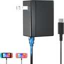 NALENSY Switch Charger for Nintendo Switch, AC Power Supply Adapter for Nintendo Switch Lite OLED Steam Deck Output 15V3A with 5FT USB Type C Charger Cable for Switch Support TV Dock Mode