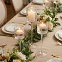 Glass Candle Holder for Table Centerpiece - Inweder Tall Tea Lights Candle Holder, Elegant Clear Long Stem Candle Holders for Pillar Candles, Floating Candle Holder for Party, Home Decor, Set of 18