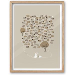 iHery Natural OAK Wood God Framed Wall Art, Large 16x20 in Jesus Leaves The 99 Sheep Christian Bible Canvas Art, Modern Sketch Scripture Bedroom Decor, Beige Boho For Living Room Churches 1Pack