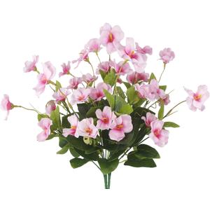 2 Pcs Artificial Flowers for Outdoors Hibiscus Faux Impatiens Outdoor Planters Pink Artificial Tropical Flowers Realistic UV Resistant Silk Flowers for Outside Front Porch Spring Summer Decor, Pink