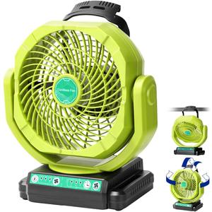 Cordless Oscillating Fan Compatible with Ryobi 18V ONE+ Battery, High Velocity Job Site Fan with 3-Stage Timer, Portable Air Circulation for Workshop, Garage, Camping (Battery Not Included)
