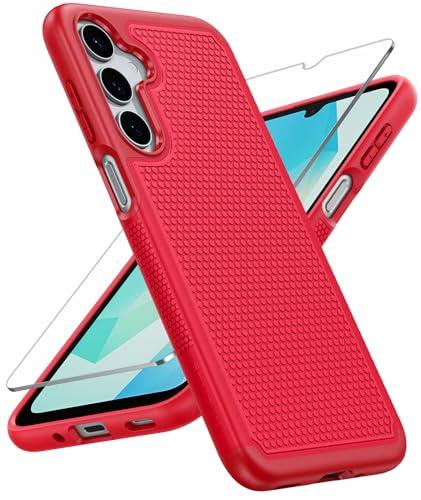 FNTCASE for Galaxy A17/A16 5G Phone Case - Samsung A17 Military Grade Drop Protection, 14ft Drop Tested, Screen Protector Included, Anti-Slip Matte Textured, TPU+PC Dual Layer Shockproof Cover (Red)