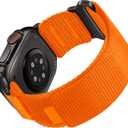 Rugged Nylon Band Compatible with Apple Watch Ultra 3/2/1 Band 49mm 46mm 45mm 44mm 42mm Men, Sport Loop Strap for iWatch Ultra Series 11/10/9/8/7/6/5/4/3/2/1 SE 3 2 1 (L, Orange/Black)