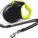 Fida 30ft Upgraded Retractable Dog Leash, Heavy Duty Pet Walking Leash for Medium/Large Breed up to 110 lbs, 360 Tangle-Free Long Retract Dog Lead, Soft Grip, One-Hand Brake, Neon Yellow