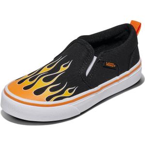 Vans Kids' Asher Slip-on Shoe (10.5 Big Kid, Flame Black)