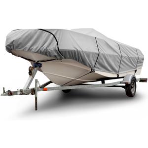 Budge B-301A-X3 300 Denier V-Hull Runabout/Bass Boat Cover Gray 16'-18' Long (Beam Width Up to 90") Lightweight, Waterproof, UV Resistant  