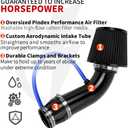 BARTOO 3'' Cold Air Intake Kit Aluminum Automotive Cold Air Intake Pipe Filter Induction Flow Hose Pipe Kit, Black