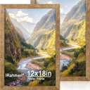 iRahmen 12x18 Picture Frame Set of 2 with Plexiglass, Rustic Brown Wood Poster Frame 12 x 18 for Photo Gallery Wall Mounting Horizontal and Vertical