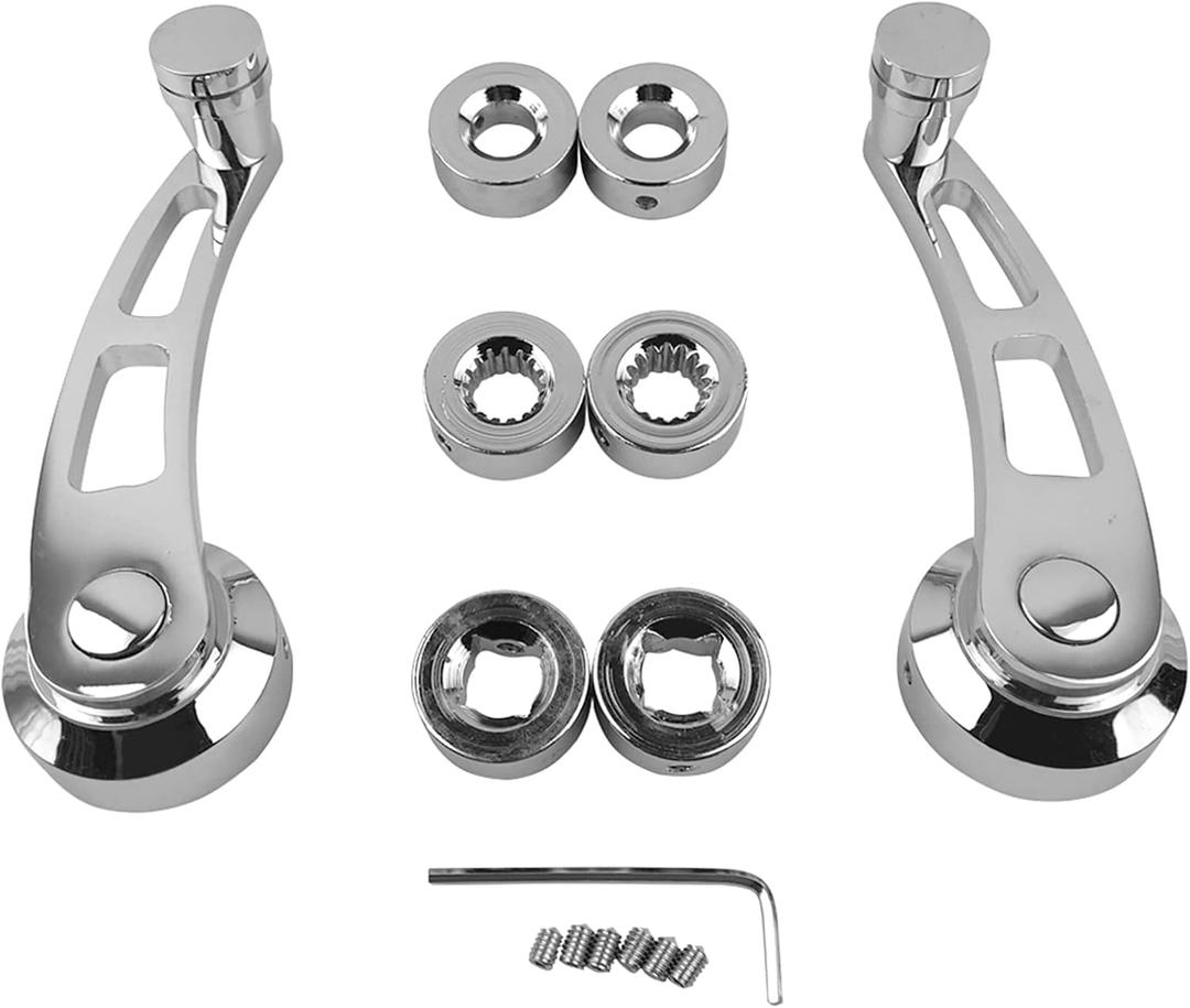 KIMISS 2PCS Window Handle, Aluminium AlloyCar Auto Window Crank Handle Set Car Accessory for Older Models(Silver)