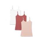 Amazon Essentials Women's Slim-Fit Camisole, Pack of 3, Brick Red/Dusty Pink/White, XX-Large