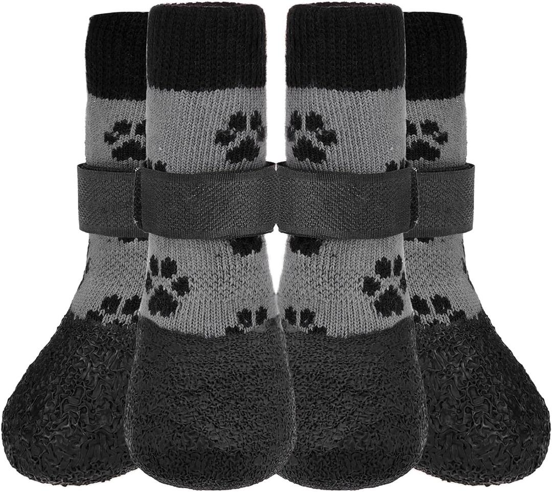 KOOLTAIL Anti Slip Dog Socks for Hot/Cold Pavement to Prevent Licking Paws,Booties for Hardwood Floors,Traction Rain Dog Boots&Paw Protectors Shoes with Grip for Small Medium Large Senior Dogs