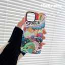 for iPhone 11 Cute Case, Cool Cartoon Astronaut Space Moon Rocket Laser Glitter Bling Design Stylish IMD Bumper Shockproof Anti-Slip Protector Fashion Case (Rocket, iPhone 11)