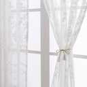 White Sheer Curtains Floral Embroidery Rod Pocket Voile Drapes for Living Room, Bedroom, Window Treatments Semi Flower Pattern Curtain Panels for Kitchen, Yard,54 x 63 Inch, 2 Panels
